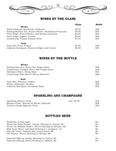 WINES BY THE GLASS Glass Bottle  Whites