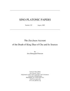 SINO-PLATONIC PAPERS Number 159 August, 2005  The Zuozhuan Account