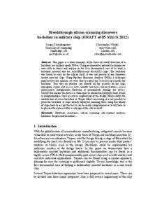 Breakthrough silicon scanning discovers backdoor in military chip (DRAFT of 05 March[removed]Sergei Skorobogatov