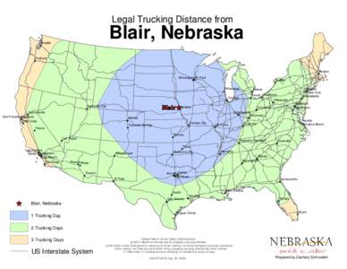 Legal Trucking Distance from  Blair, Nebraska Seattle