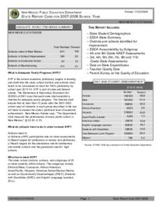 Printed: [removed]NEW MEXICO PUBLIC EDUCATION DEPARTMENT STATE REPORT CARD FOR[removed]SCHOOL YEAR NEW MEXICO STATEWIDE
