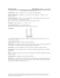 Morozeviczite  (Pb, Fe)3 Ge1−x S4 (x = 0.18 to 0.69)