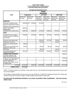 Victor Valley College Dr. Prem Reddy School of Health Sciences Associate Degree Nursing Program ESTIMATED PROGRAM COSTS