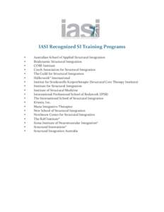 IASI	
  Recognized	
  SI	
  Training	
  Programs	
  	
  	
  	
   	
   • • • •