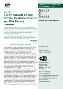 AUSTRALIAN INSTITUTE OF CRIMINOLOGY NoViolent Assaults on Taxi