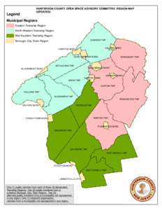 Legend  HUNTERDON COUNTY OPEN SPACE ADVISORY COMMITTEE REGION-MAP (UPDATED)  Municipal Regions