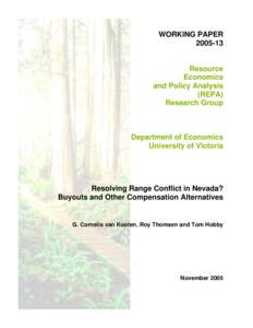 WORKING PAPERResource Economics and Policy Analysis