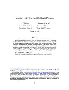 Money / Inflation / Monetary economics / Economic policy / Equity premium puzzle / Interest rate / Demand for money / Money supply / Interest / Economics / Macroeconomics / Monetary policy