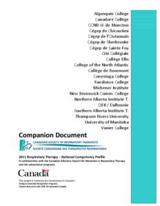 2011 Respiratory Therapy National Competency Profile