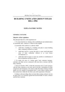 1 Building Units and Group Titles BUILDING UNITS AND GROUP TITLES BILL 1994