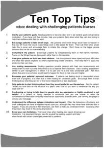 Ten Top Tips  © when dealing with challenging patients-Nurses 1.
