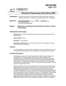 SEI[removed]Page 1 of 3 VTrans Structures Engineering Instructions (SEI) Distribution: Structures, Director PDD, Assistant Director PDD, PDD Section Managers,