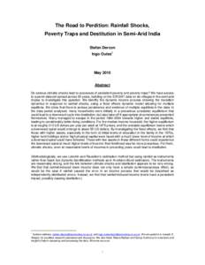 The Road to Perdition: Rainfall Shocks, Poverty Traps and Destitution in Semi-Arid India Stefan Dercon Ingo Outes1  May 2010