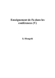 Enseignement de Fa dans les conférences (V) Li Hongzhi  Table des matières