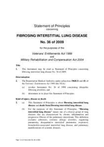 Statement of Principles concerning FIBROSING INTERSTITIAL LUNG DISEASE No. 36 of 2009 for the purposes of the