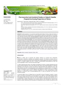 Journal of Ayurvedic and Herbal Medicine 2016; 2(4): Research Article J. Ayu. Herb. Med. 2016; 2(4): July- August