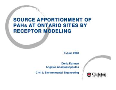 Source Apportionment of PAHs at Ontario Sites by Receptor Modeling - June 2008