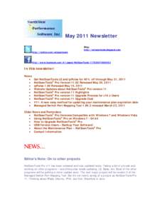 May 2011 Newsletter  http://twitter.com/netscantools Blog: http://netscantools.blogspot.com