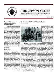 THE JEPSON GLOBE A Newsletter from the Friends of The Jepson Herbarium September 2004