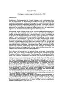 Helmuth Vetter Heideggers Annäherung an Nietzsche bis 1930 Vorbemerkung