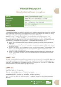 Position Description Metropolitan Waste and Resource Recovery Group Role title: Director, Corporate Services (E002)