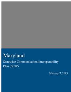 Maryland SCIP Implementation Report 2013