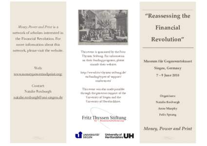 “Reassessing the Financial Money, Power and Print is a network of scholars interested in