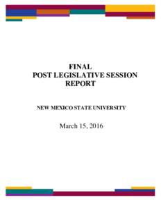 Cover for final post legis  session report