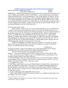 Southern Campaign American Revolution Pension Statements & Rosters Pension application of Willis Perry R8139 fn10NC Transcribed by Will Graves[removed]Methodology: Spelling, punctuation and/or grammar have been correcte