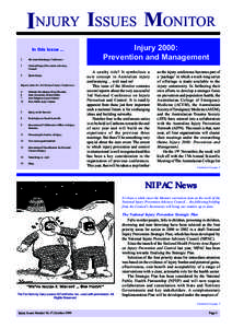 INJURY ISSUES MONITOR In this issue[removed]4th Australian Injury Conference