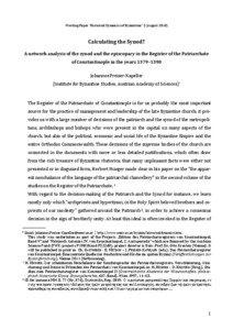 Working Paper “Historical Dynamics of Byzantium” 2 (August[removed]Calculating the Synod?