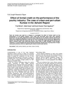 Journal of Development and Agricultural Economics Vol. 3(6), pp, June 2011 Available online at http://www.academicjournals.org/JDAE ISSN ©2011 Academic Journals Full Length Research Paper