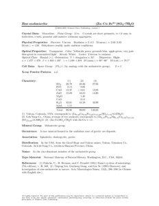 (Zn, Cu, Fe2+)SO4 • 7H2 O  Zinc-melanterite