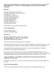 MINUTES OF THE MEETING OF CAERWYS TOWN COUNCIL HELD ON TUESDAY 18TH SEPTEMBER 2012 AT 7-30 P.M. AT THE MEMORIAL INSTITUTE, SOUTH STREET, CAERWYS.