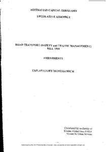 AUSTRALIAN CAPITAL TERRITORY LEGISLATIVE ASSEMBLY ROAD TRANSPORT (SAFETY and TRAFFIC MANAGEMENT) BILL 1999