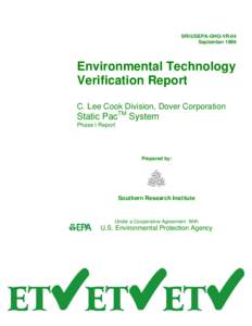 SRI/USEPA-GHG-VR-04 September 1999 Environmental Technology Verification Report C. Lee Cook Division, Dover Corporation