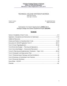 Technical College System of Georgia Office of Technical Education Solicitation of Grant Applications (SGA[removed]TECHNICAL COLLEGE SYSTEM OF GEORGIA Nathan Deal, Governor