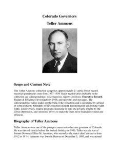 Teller Ammons / Denver / Colorado State University / Elias M. Ammons / Colorado / Colorado State Senators / Governors of Colorado