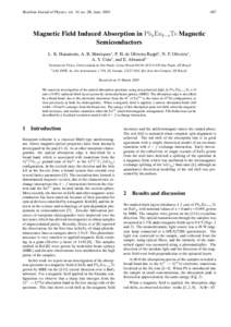 Brazilian Journal of Physics, vol. 34, no. 2B, June, Magnetic Field Induced Absorption in PbxEu1−xTe Magnetic Semiconductors