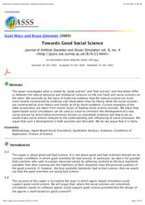 Scott Moss and Bruce Edmonds: Towards Good Social Science[removed]:09 PM ©Copyright JASSS