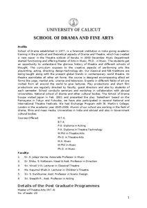 UNIVERSITY OF CALICUT SCHOOL OF DRAMA AND FINE ARTS Profile