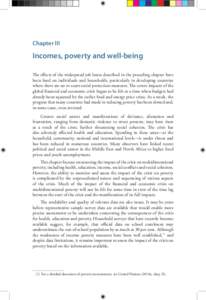 Chapter III  Incomes, poverty and well-being The effects of the widespread job losses described in the preceding chapter have been hard on individuals and households, particularly in developing countries where there are 