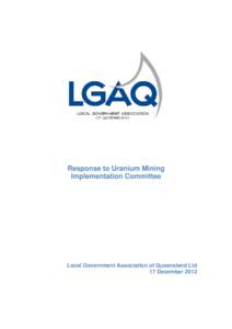 LGAQ: Recommencement of uranium mining in Queensland submission