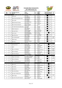 Australian Rally Championship 2013 Official Entry List Listed by Provisional Starting Order Car No.