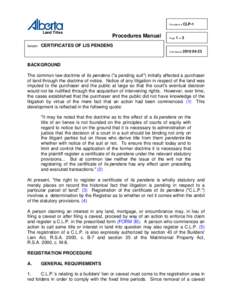 Procedure #  Land Titles Subject: