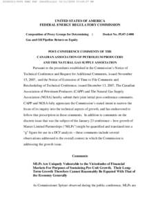 [removed]FERC PDF (Unofficial[removed]:49:37 PM  UNITED STATES OF AMERICA FEDERAL ENERGY REGULATORY COMMISSION Composition of Proxy Groups for Determining