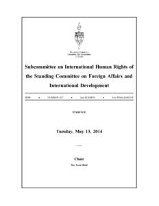 Subcommittee on International Human Rights of the Standing Committee on Foreign Affairs and International Development SDIR  ●