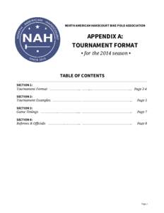 NORTH AMERICAN HARDCOURT BIKE POLO ASSOCIATION  APPENDIX A: TOURNAMENT FORMAT • for the 2014 season •