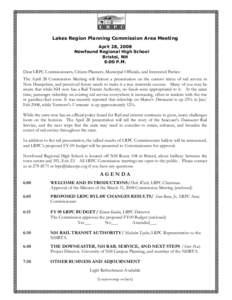 Lakes Region Planning Commission Area Meeting April 28, 2008 Newfound Regional High School Bristol, NH 6:00 P.M.