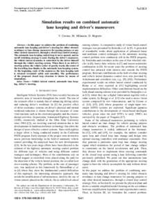 Proceedings of the European Control Conference 2007 Kos, Greece, July 2-5, 2007 TuC02.3  Simulation results on combined automatic